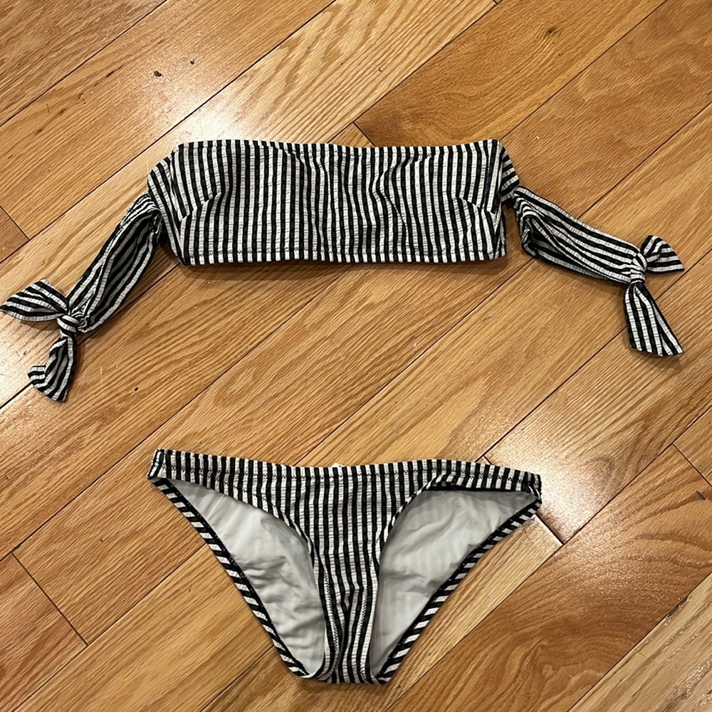 J . Crew striped bandeau top bikini